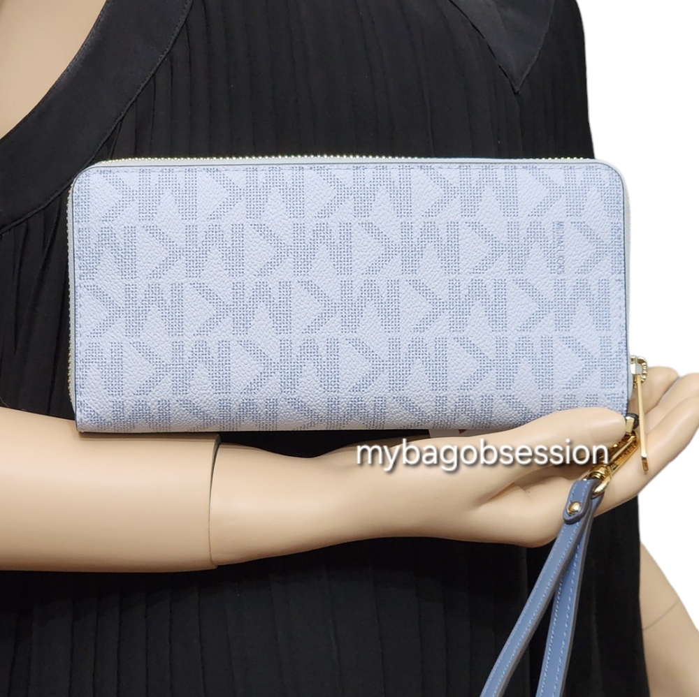 Michael Kors Jet Set Continental Wristlet Wallet Blue - Picture 2 of 6